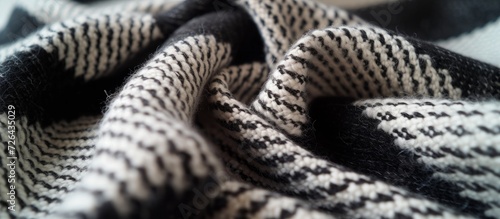 Silk-wool blend fabric in black and white, perfect for versatile projects.