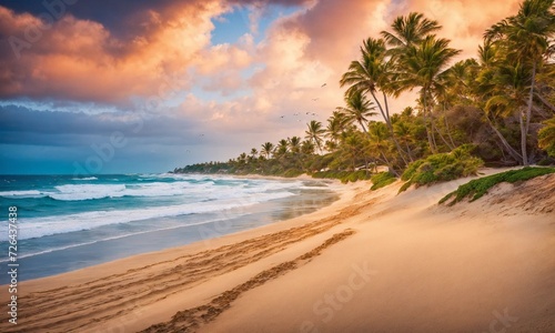 Beautiful tropical beach with white sand 