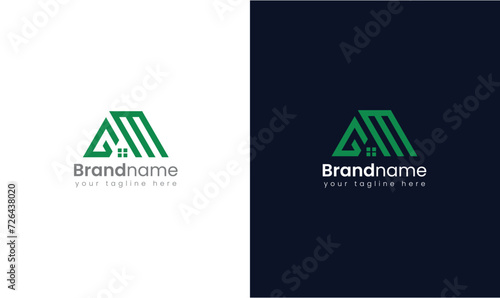 Alphabet letters Initials Monogram logo GM, GM INITIAL, GM house letter Logo template vector Design, property, real estate with the initials GM - Vector