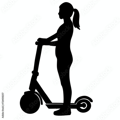 silhouette of a girl on a scooter