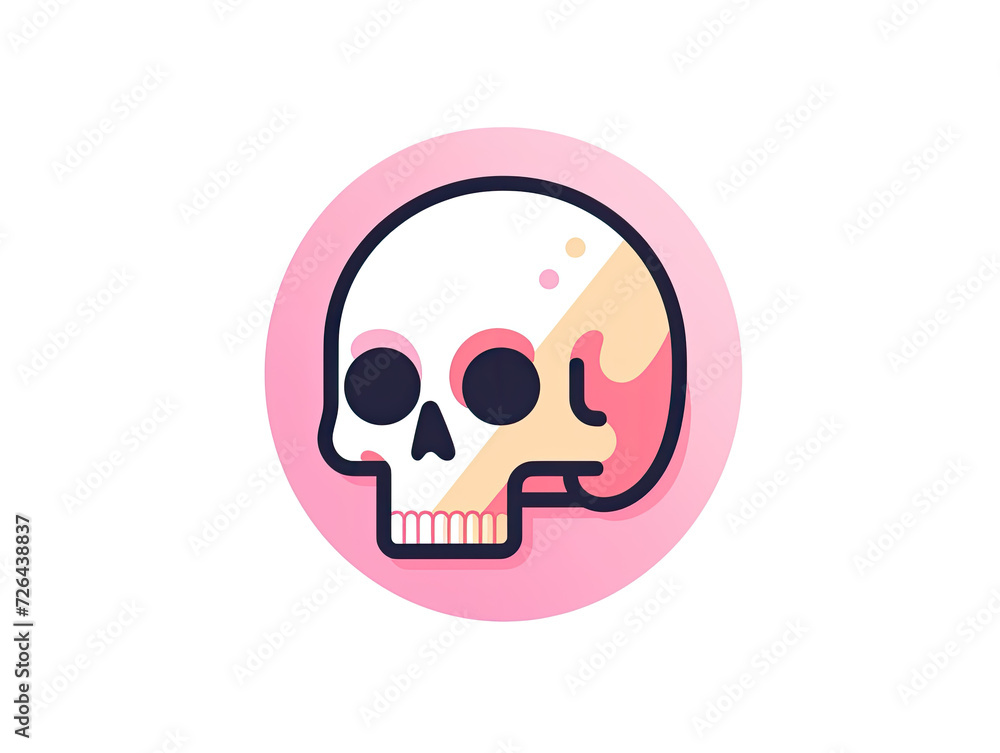 Pink Skull Illustration in a White Background - Generative AI Pink Skull Illustration in a White Background - Generative AI