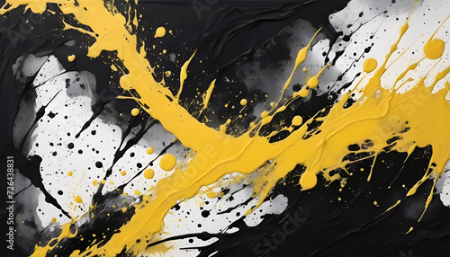 Yellow black ink splash abstract background. Creative Blurred Effect Trend Design