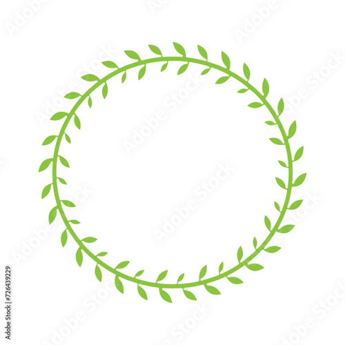 Green Leaves Round Wreath Frame
