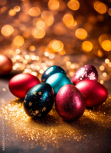 Beautiful Easter eggs for the holiday. Selective focus.