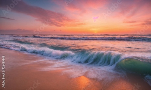Beautiful tropical sunset scenery White sand  sea view with horizon  colorful twilight sky  calmness and relaxation.
