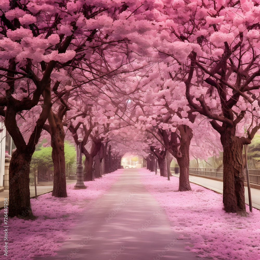 Beautiful pink blossom trees in roadside Beautiful pink blossom trees in roadside