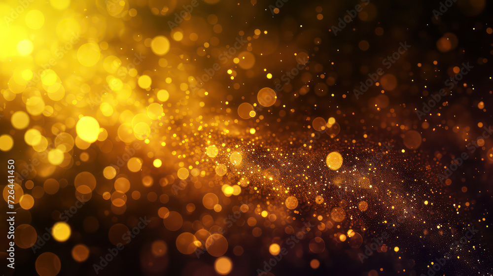 yellow luxury glitter and bokeh particles, yellow bokeh background, holiday festival background