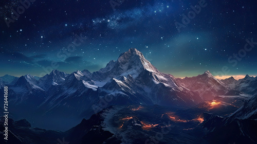 Starry Night Over Snowy Peaks - Generative AI