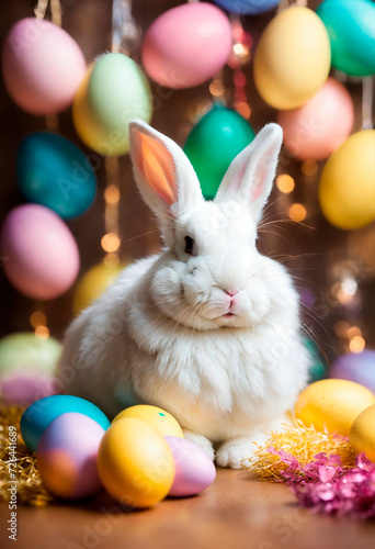 Easter eggs and bunny beautiful background. Selective focus. © Яна Ерік Татевосян