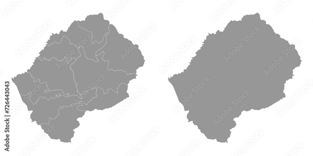 Lesotho district map with administrative divisions. Vector illustration.