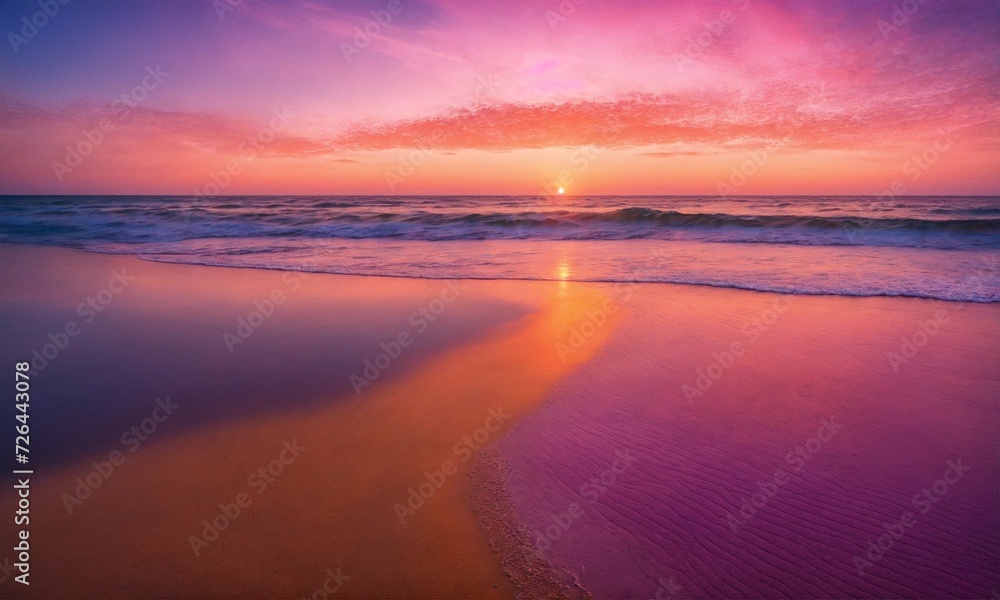 Fototapeta premium Sunset on the beach. Paradise beach. Tropical paradise, white sand, beach,