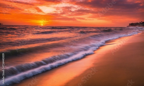 Sunset on the beach. Paradise beach. Tropical paradise  white sand  beach 