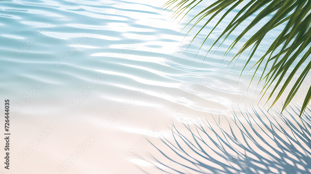 Aerial view of beautiful beach, simple, calm composition in clear blue