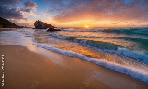 Soft beautiful ocean wave on sandy beach. baeutiful landscape beach