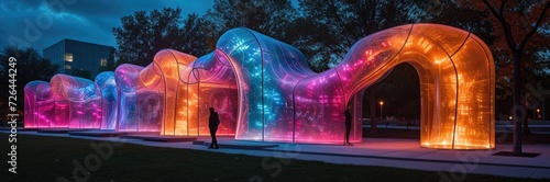 Festival grounds with kinetic pavilions and interactive installations  photo