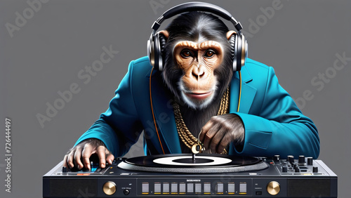 stylish and cool monkey playing DJ