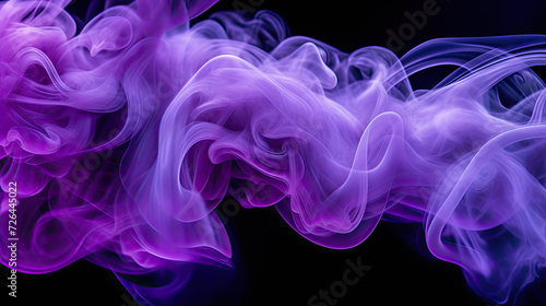 Wispy Purple Smoke Flowing on Black Background - Generative AI