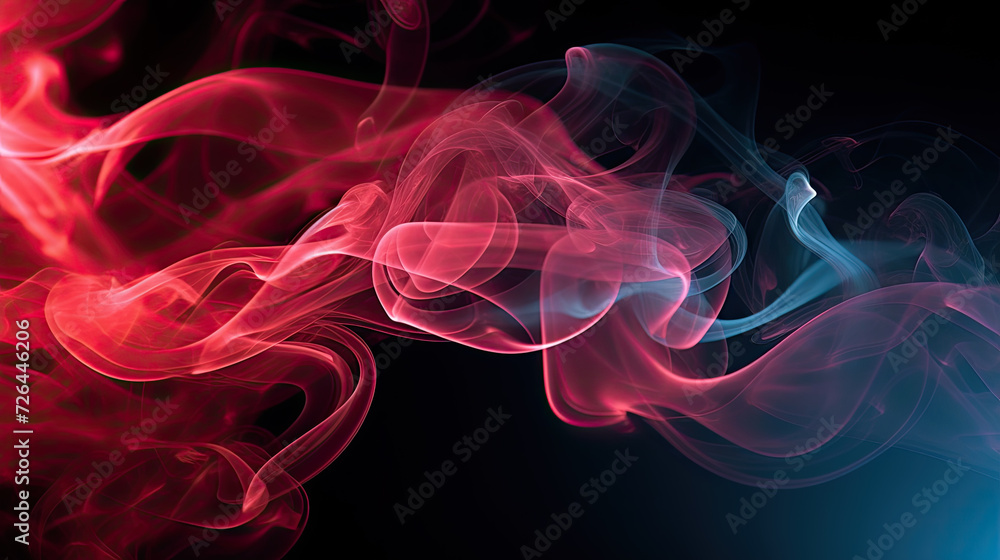 Swirling Red Smoke on Black Background - Generative AI