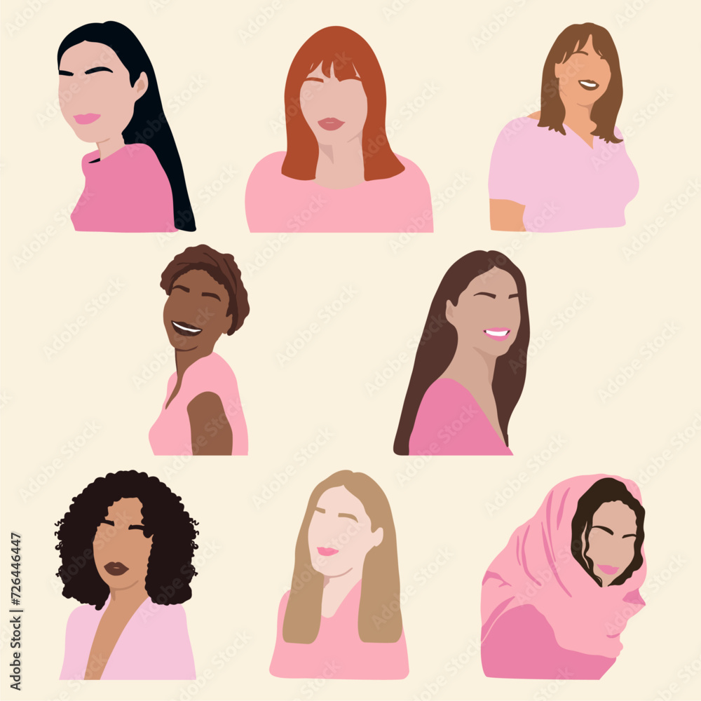 Hand-drawn International Women's Day illustration set Hand-drawn International Women's Day illustration set