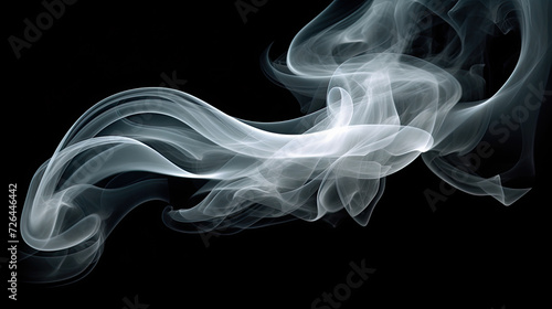 Swirling Light Blue Smoke on Black Background - Generative AI