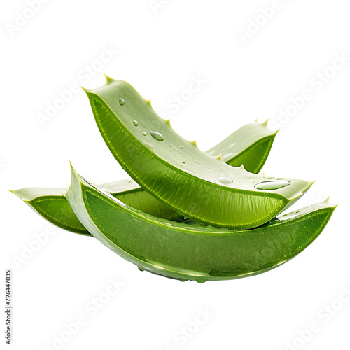 aloevera cut in half on a transparent or white