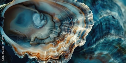 A close-up photograph of a shell placed on a table. This image can be used to add a natural touch to various designs