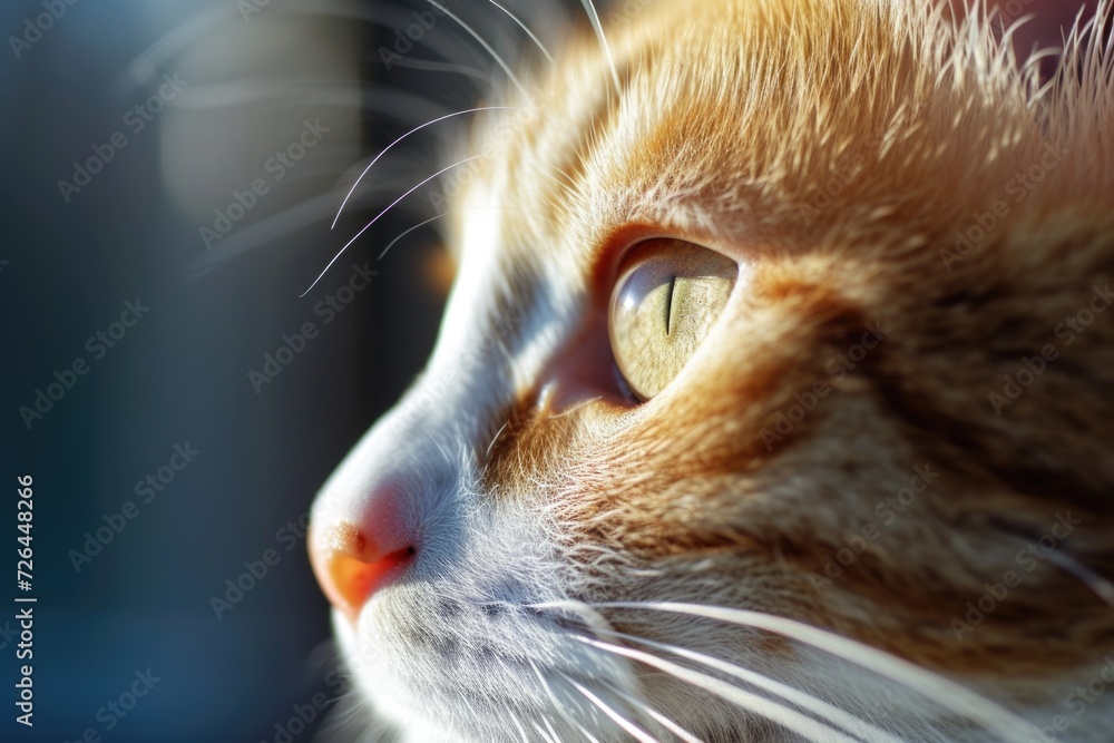 A close-up photograph of a cat's face with a blurred background. This image can be used for various purposes