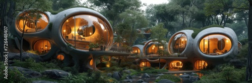 Organic hive structures serving as urban housing  photo