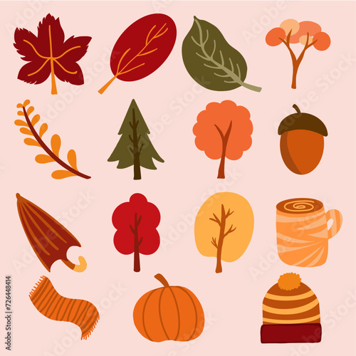 Hand-drawn autumn elements collection
