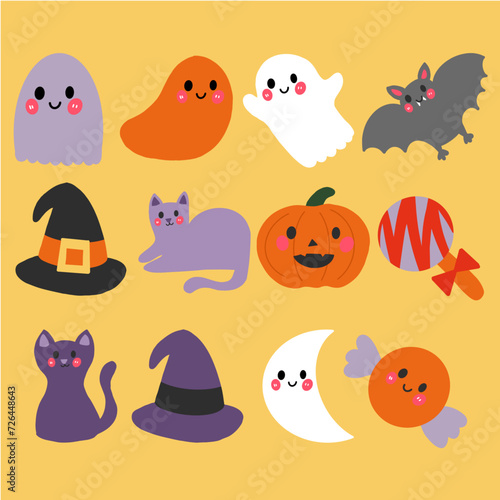Hand-drawn Halloween illustration set 