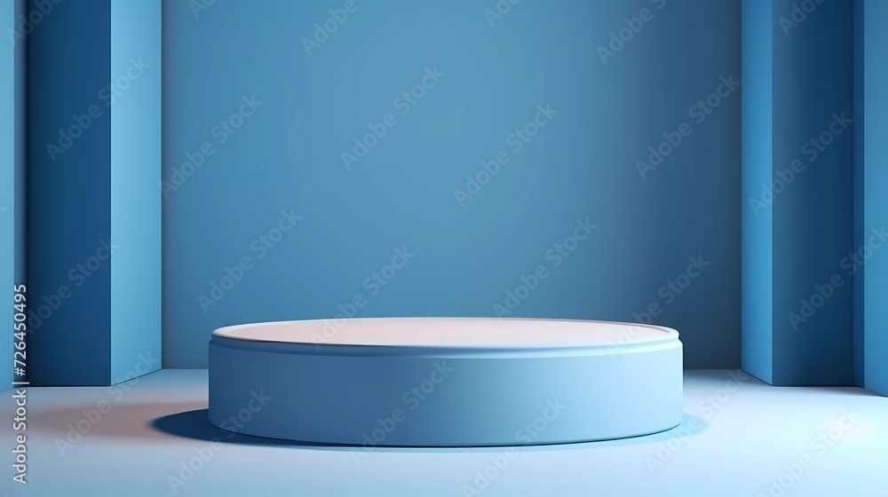 soft white and blue cylindrical pedestal podium 3D background. Abstract minimal wall scene. Pastel mockup product display. generative ai soft white and blue cylindrical pedestal podium 3D background. Abstract minimal wall scene. Pastel mockup product display. generative ai