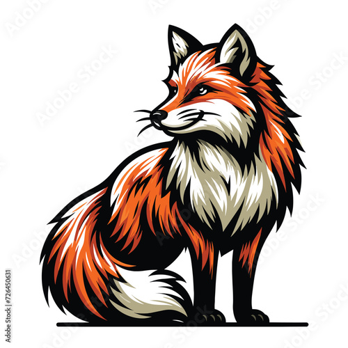 Wild animal red fox vulpa design vector, zoology illustration, foxy flat design template isolated on white background