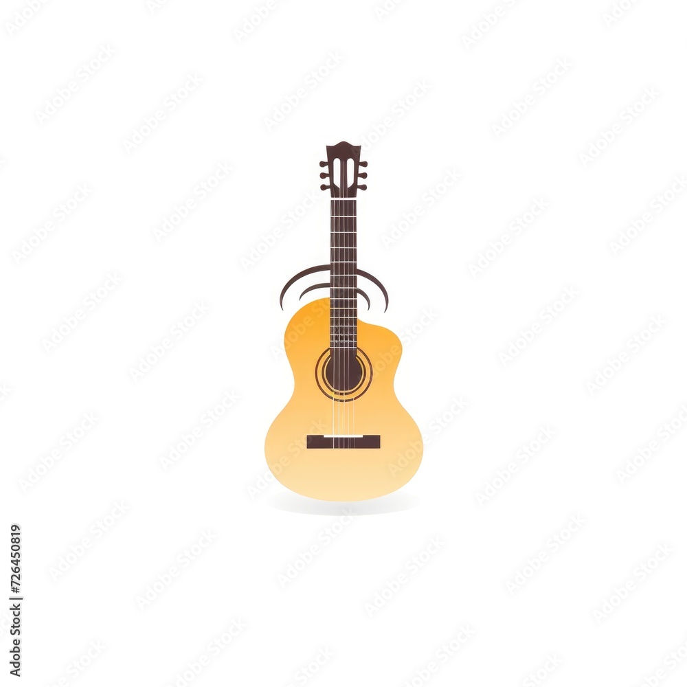 Simple graphic logo of color styled guitar on white background. Simple graphic logo of color styled guitar on white background.