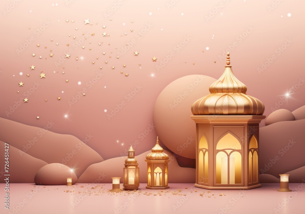 Ramadan kareem arabic golden banner design template. golden arabic ramadan banner with crescent moon Ramadan kareem arabic golden banner design template. golden arabic ramadan banner with crescent moon