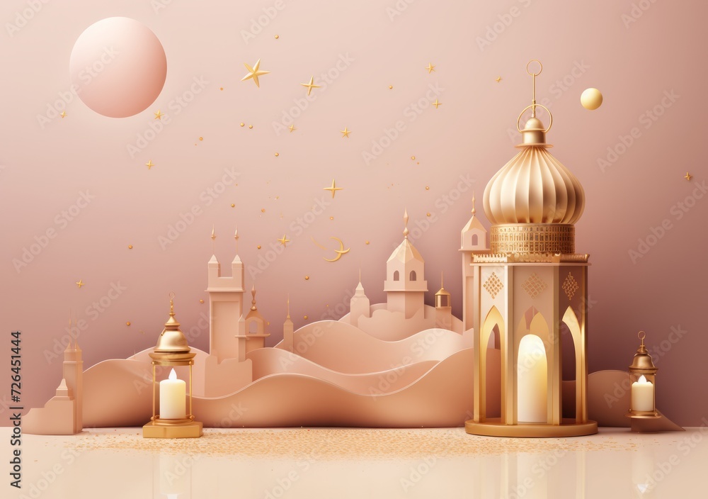 Ramadan kareem arabic golden banner design template. golden arabic ramadan banner with crescent moon Ramadan kareem arabic golden banner design template. golden arabic ramadan banner with crescent moon