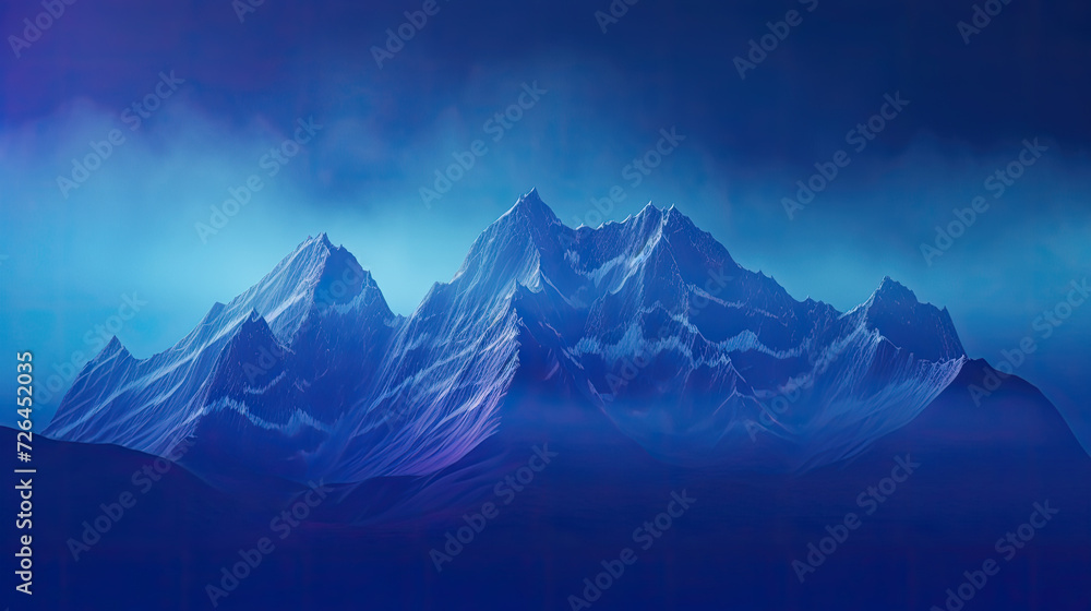 Majestic Snow Capped Peaks Under a Foggy Sky - Generative AI