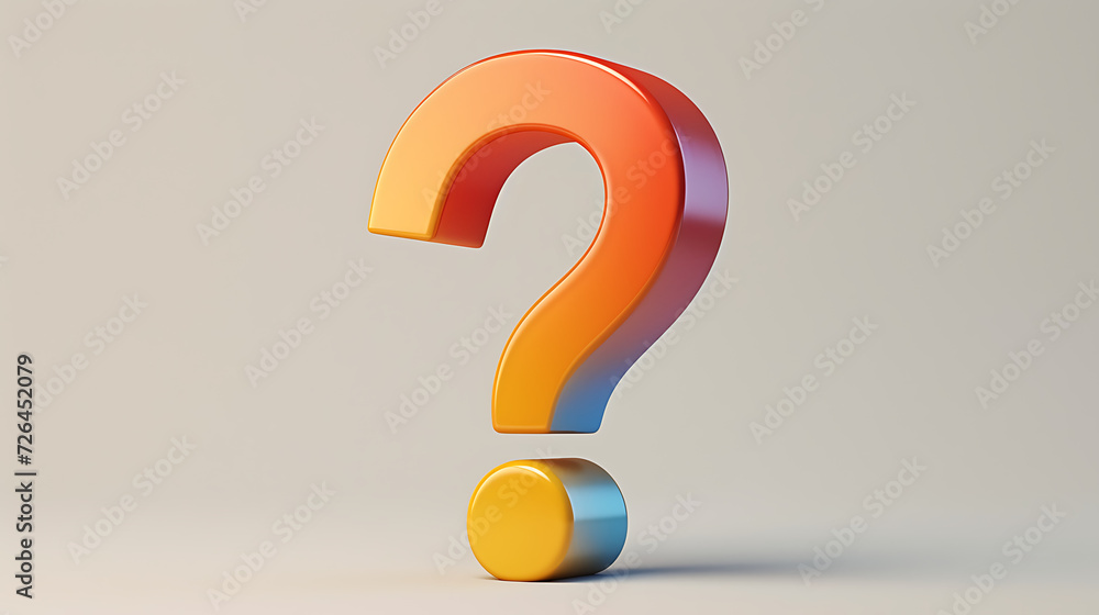 Colorful question mark, 3D, copy space, plain background Colorful question mark, 3D, copy space, plain background