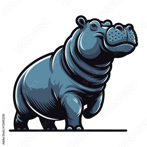 Wild animal hippopotamus design vector, zoology illustration, hippo flat design template isolated on white background