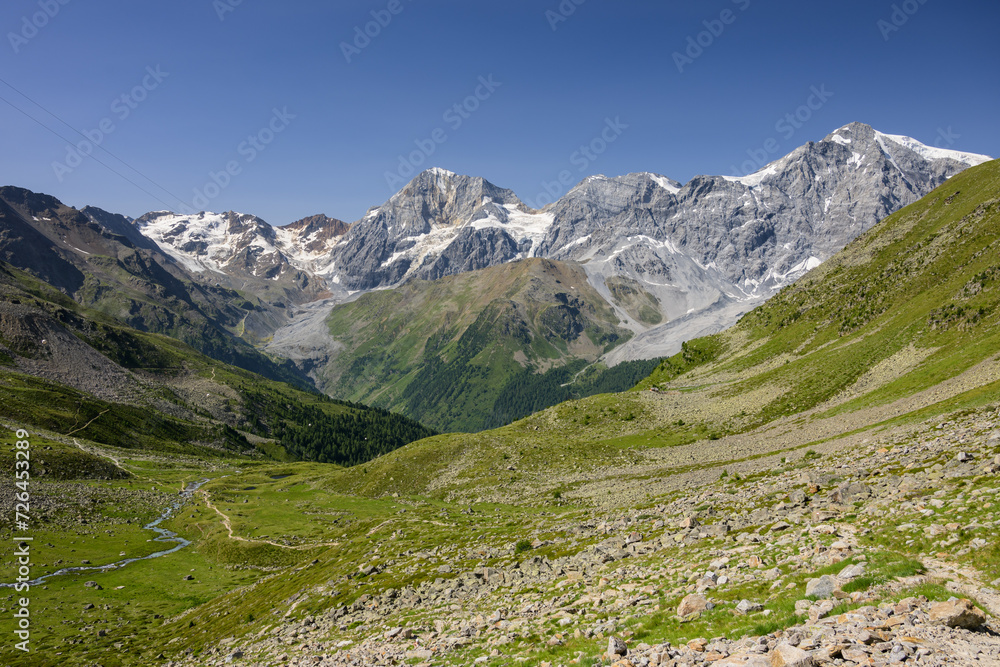 The Ortler Alps near Sulden on a sunny day in summer