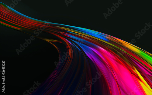 Close up of holographic glass shapes with dark background and colorful reflections. Abstract pattern wallpaper. Texture with nice glossy effect.
