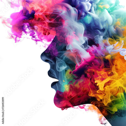 Obraz na płótnie Woman face silhouette colorfull on white w salonie