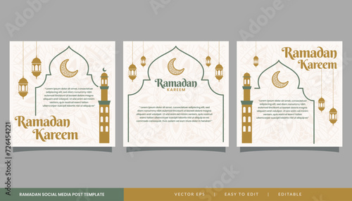 Set of social media greeting eid al fitr for feed post and promotion ads