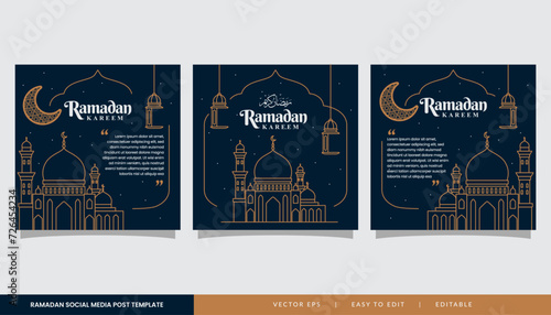 ramadan square banner for social media post illustration in flat design photo