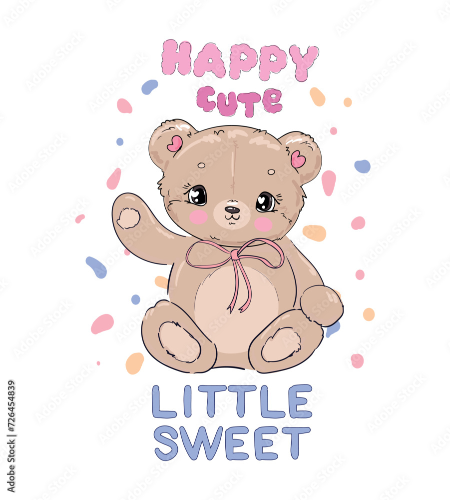 Hand drawn Cute Teddy Bear, Kids print vector illustration Hand drawn Cute Teddy Bear, Kids print vector illustration