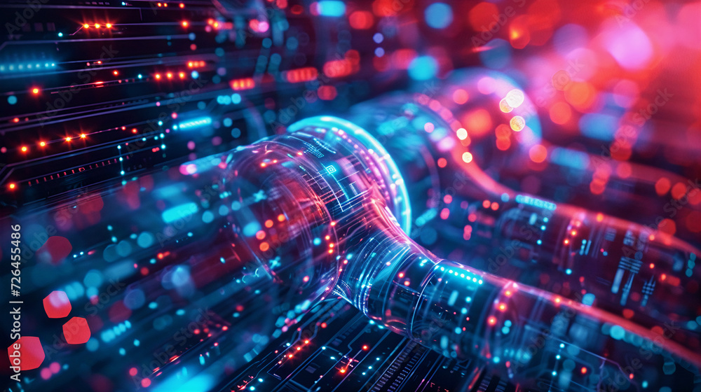 Abstract background glowing data cables conveying information background in the digital world. Generative AI Abstract background glowing data cables conveying information background in the digital world. Generative AI