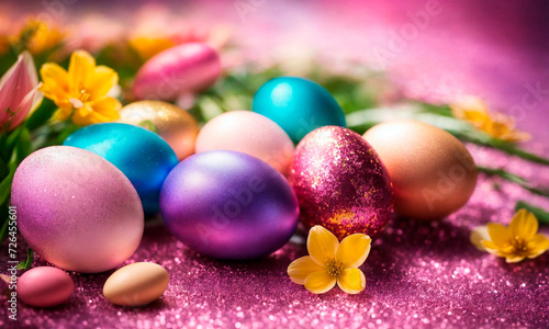 Beautiful Easter eggs for the holiday. Selective focus.