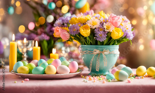 Beautiful Easter eggs for the holiday. Selective focus.