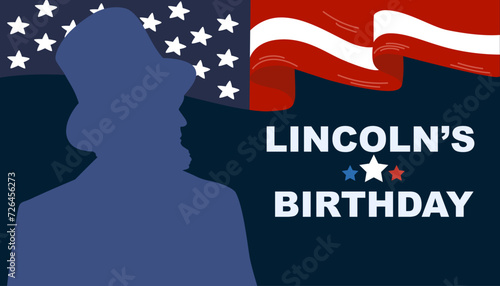 Abraham Lincoln’s Birthday. February 12.USA National holiday. Holiday concept. Typography greeting card design.. Vector illustration.
