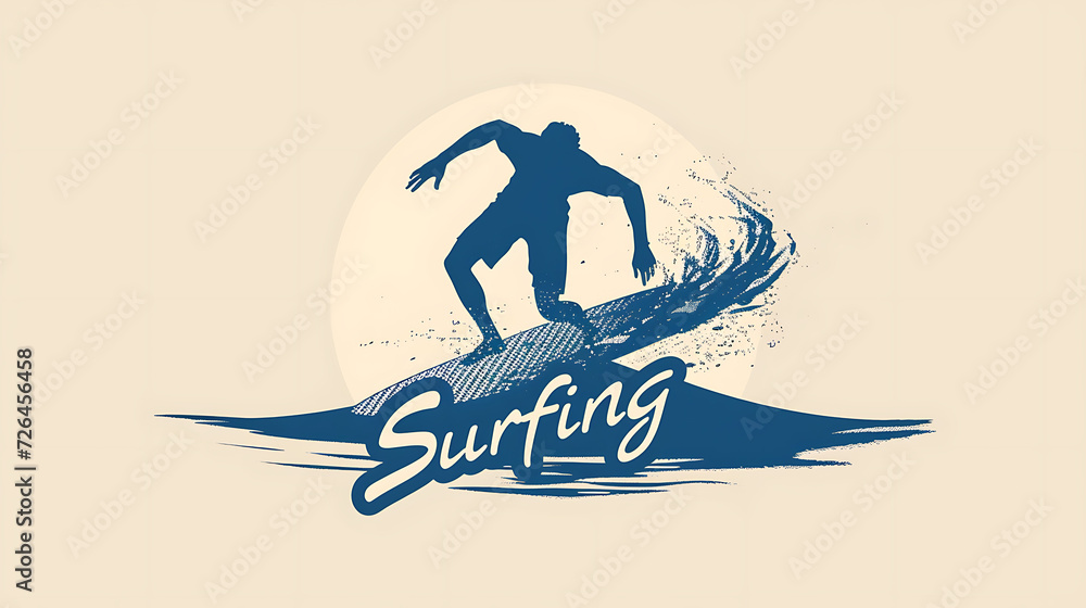 Fototapeta premium outlined logo based on the word: Surfing
