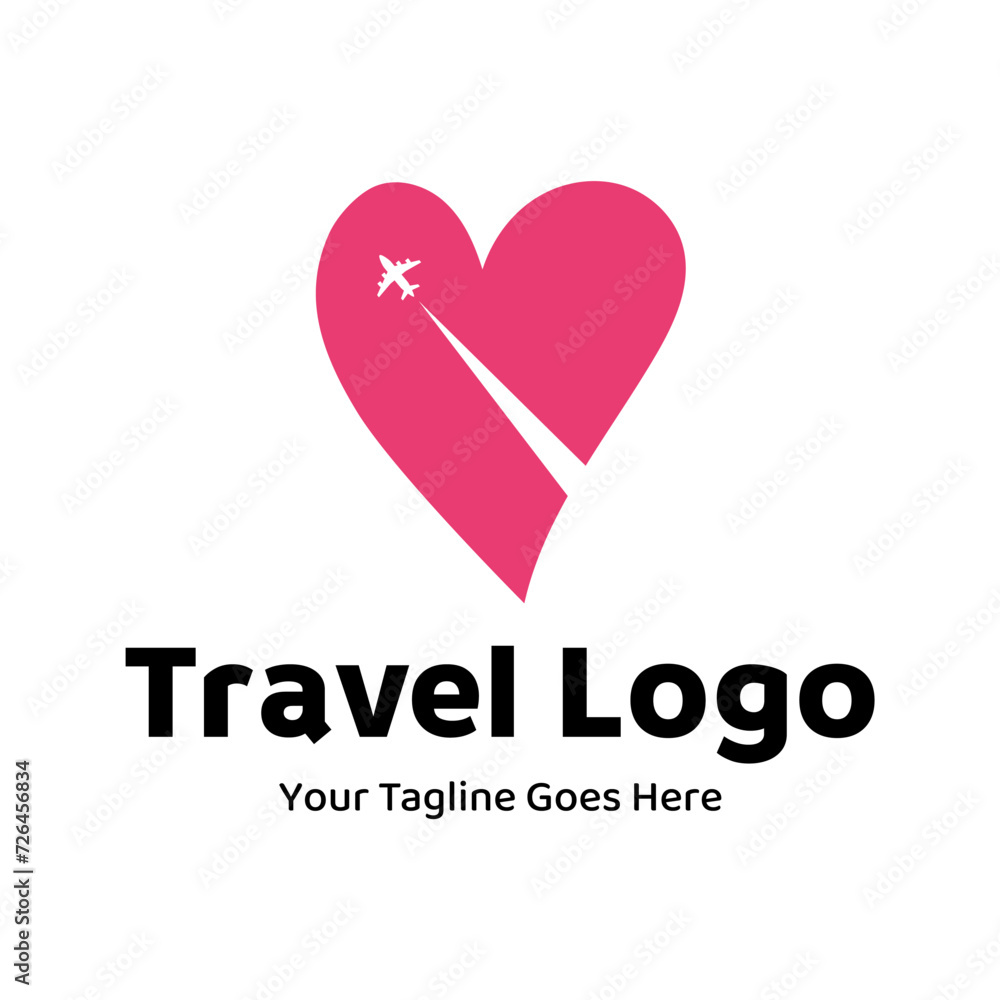 Travel Love Logo, Editable Vector Logo Template Vector. Love Trip Travel Logo Design Template